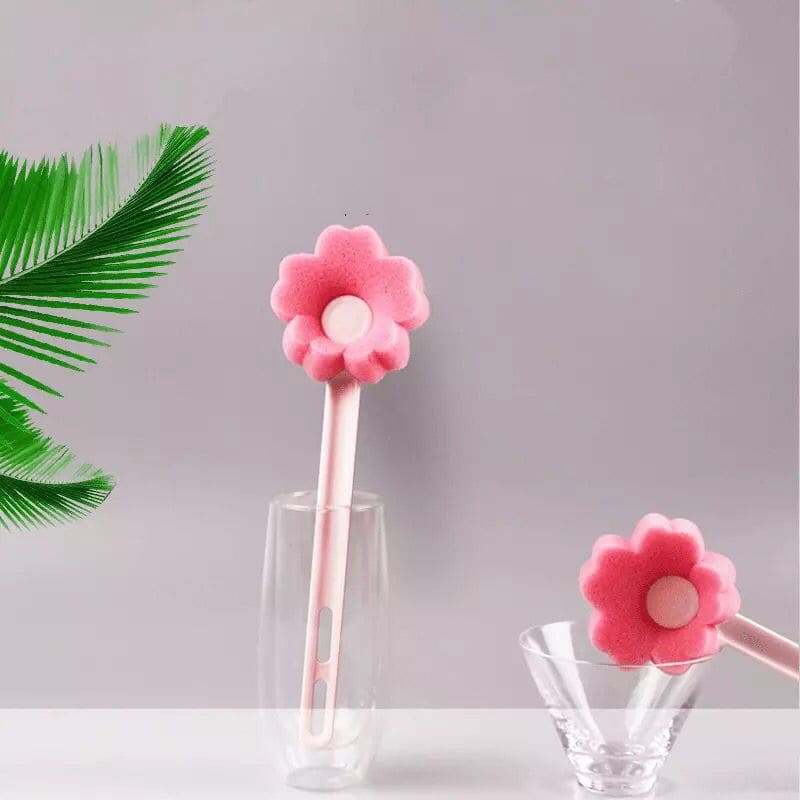 Long Handle Small Flower Cleaning Sponge, Cute Pink Glass Cup Brush, Bottle Tea Glass Cup Cleaning Soft Brush, Flower Shaped Bottle Brush Long Handle Small Flower Cleaning Sponge, Cute Pink Glass Cup Brush, Bottle Tea Glass Cup Cleaning Soft Brush, Flower Shaped Bottle Brush